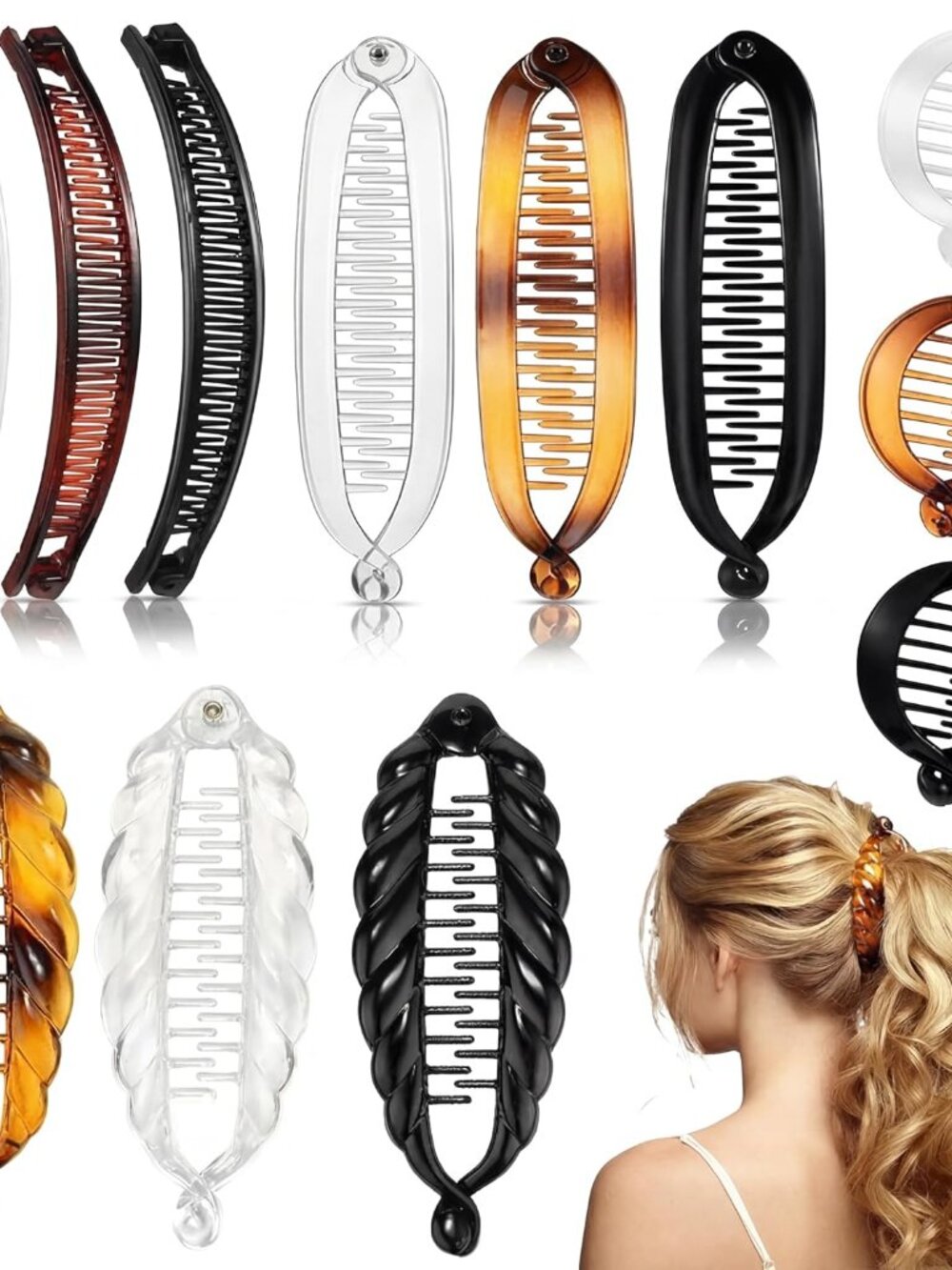 12 Pcs Banana Clips Hair Clip for Women 4 Styles Classic Mix